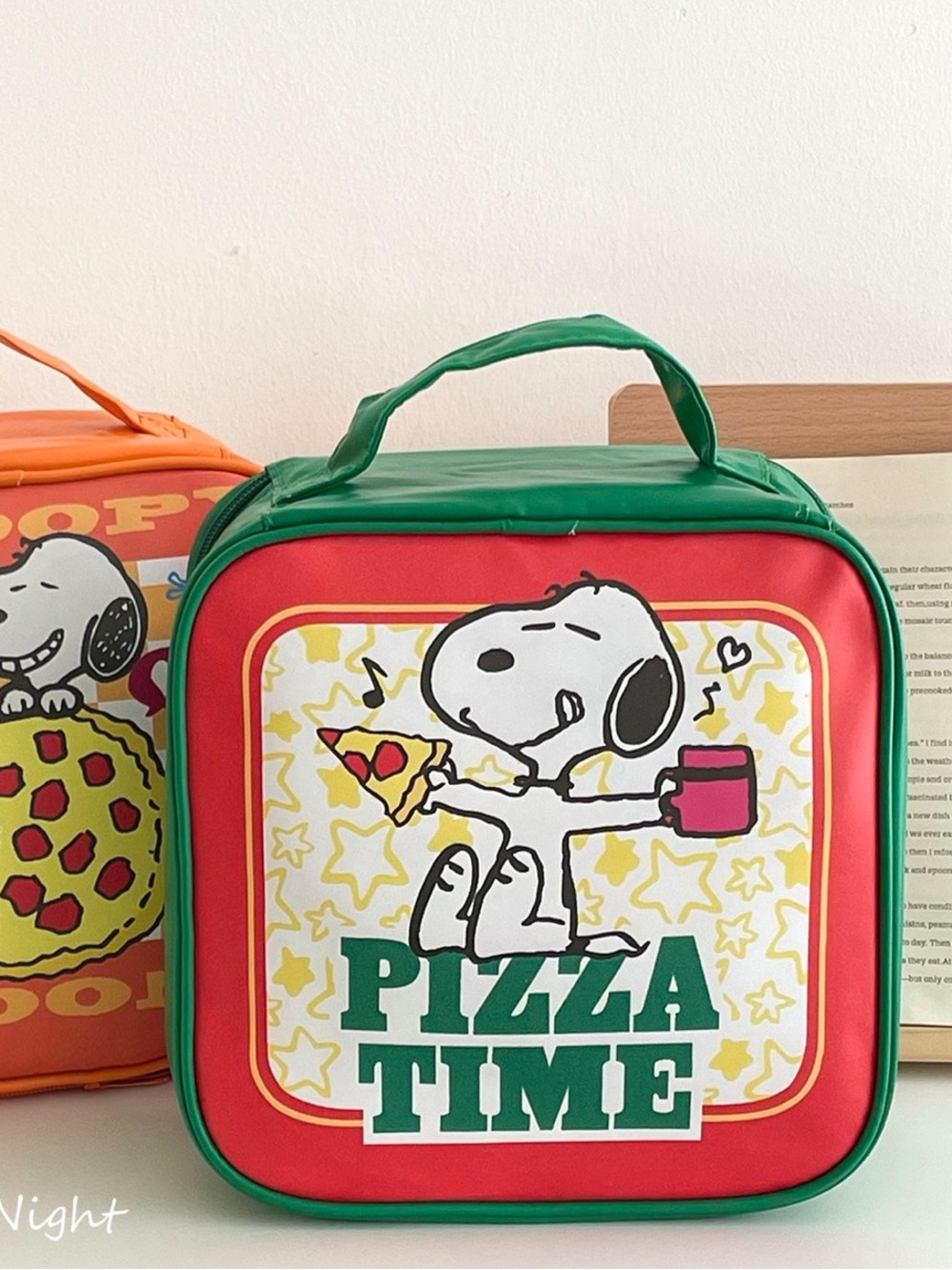 Snoopy Pizza Time Kids Lunch Bag - Green & Red